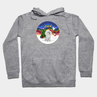 "Christmas Music Joy" with a White Toy Poodle Hoodie